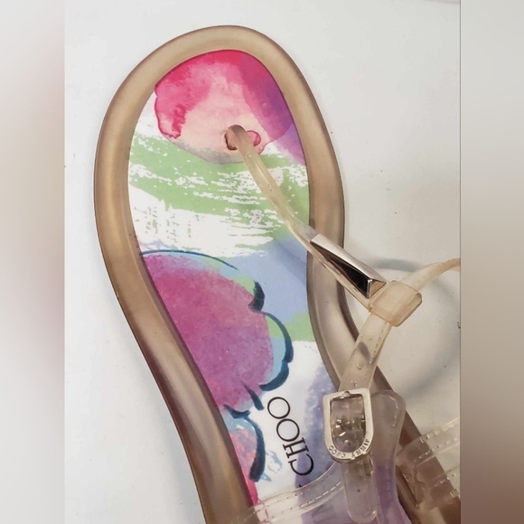 Jimmy Choo Made in Italy Jelly Sandals Clear Multicoloured Print Size 40 - Picture 11 of 11